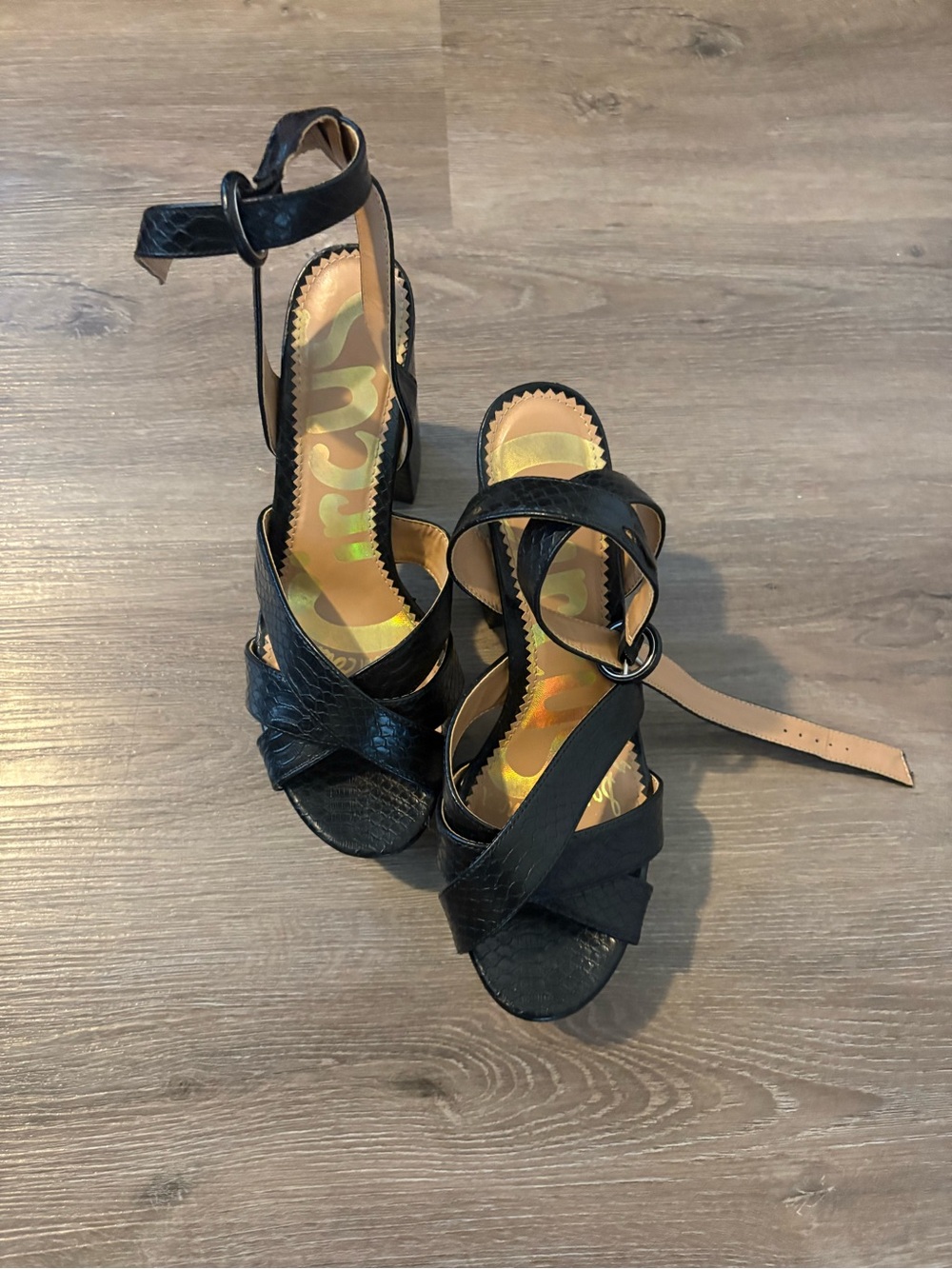 Black Women's Sam Edelman Circus Ankle-Strap Platform Sandals